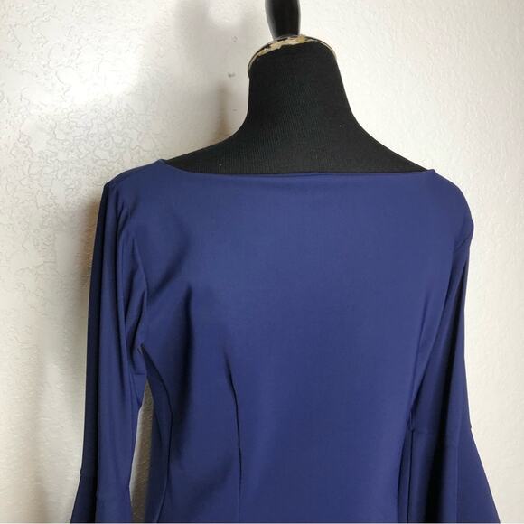 Chiara Boni dark blue oversized bell sleeve boatneck dress size 48 or Large - Picture 7 of 15